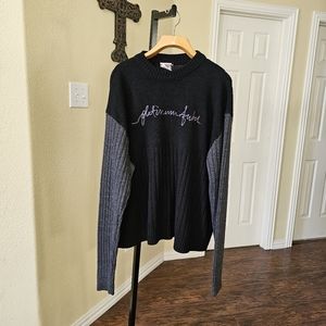 Platinum Fubu Black Gray Spellout Crew Neck Pullover Sweater Mens 2X